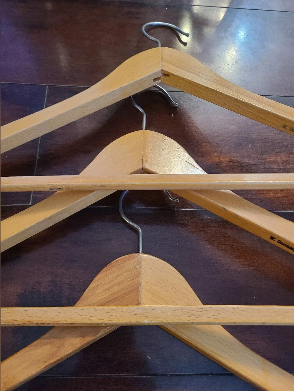 Lot of 3 Vintage Wooden Hangers West Germany W Germany MCM Mid Century Suit Coat